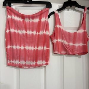 Tie-Dye Pink and White Women's Skirt Set